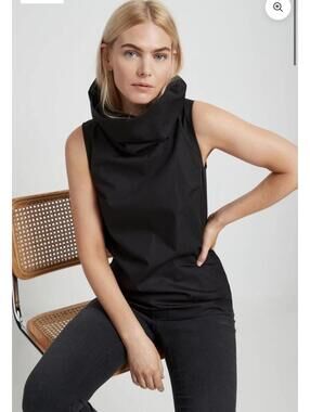 Sleeveless Cowl Neck Tank Top - Black